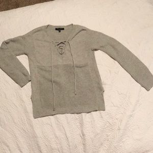 Romeo & Juliet Couture Lace Up Ribbed Knit Sweater